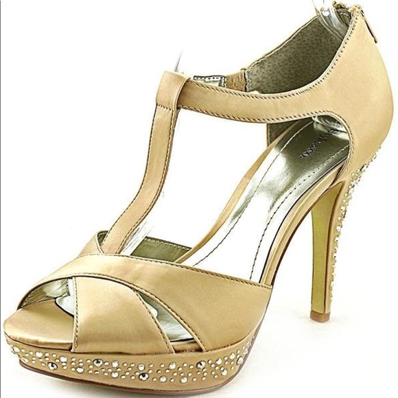 Style & Co Suki Women's Champagne Open Toe Platform Heels Size 10 - Picture 2 of 16